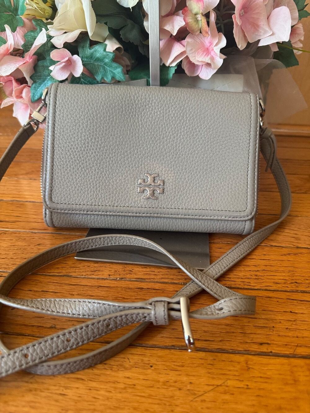 Tory Burch Thea Flat Wallet Crossbody Pink Blush (pu100